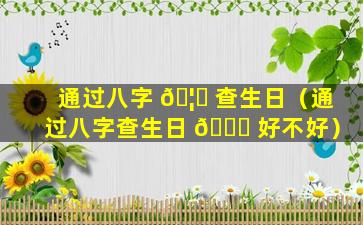 通过八字 🦆 查生日（通过八字查生日 🐘 好不好）